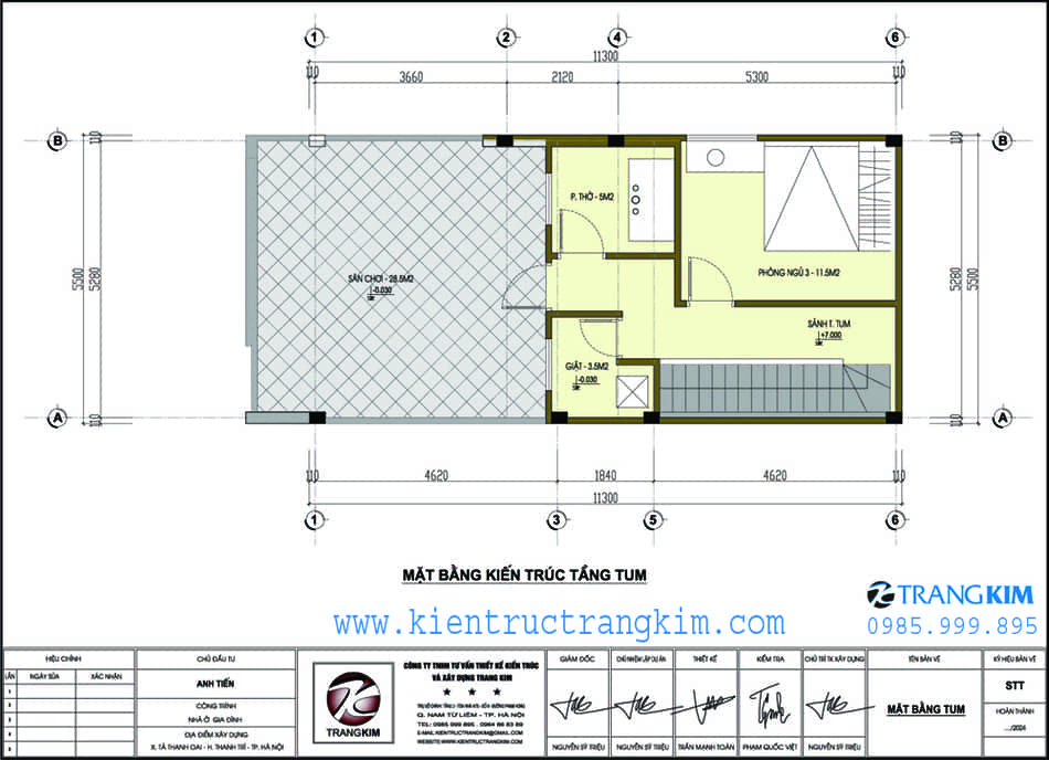 mặt bằng kiến trúc tầng tum