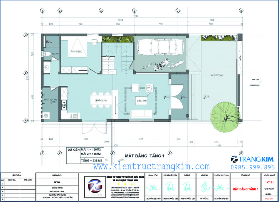 Mặt bằng thiết kế tầng 1