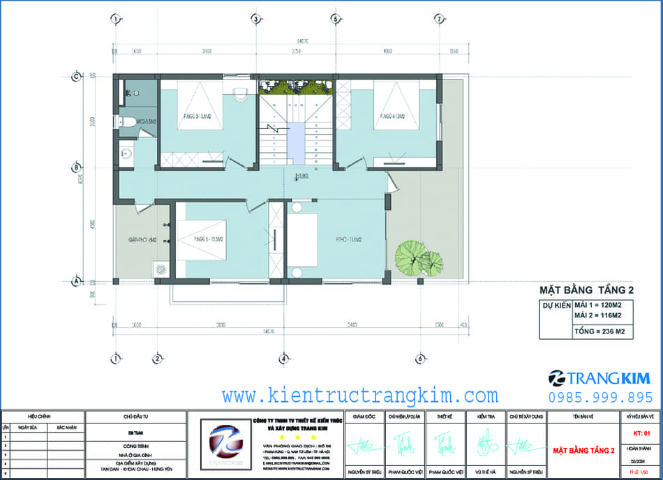 Mặt bằng thiết kế tầng 2