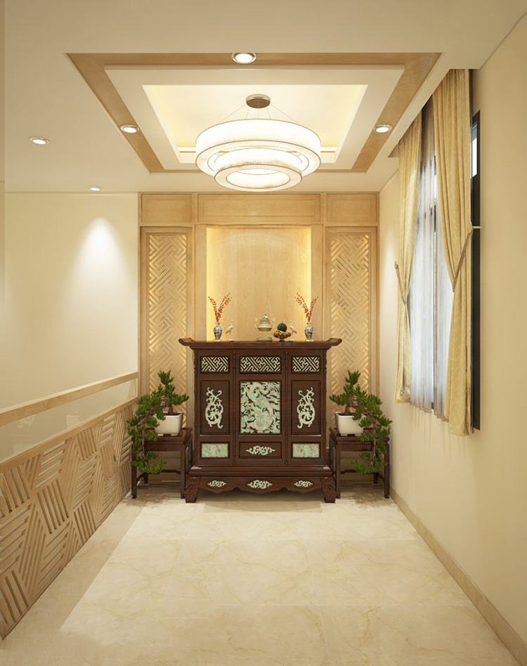 Phòng thờ tầng 1 nhà ống giúp thuận tiện nhất cho việc đi lại