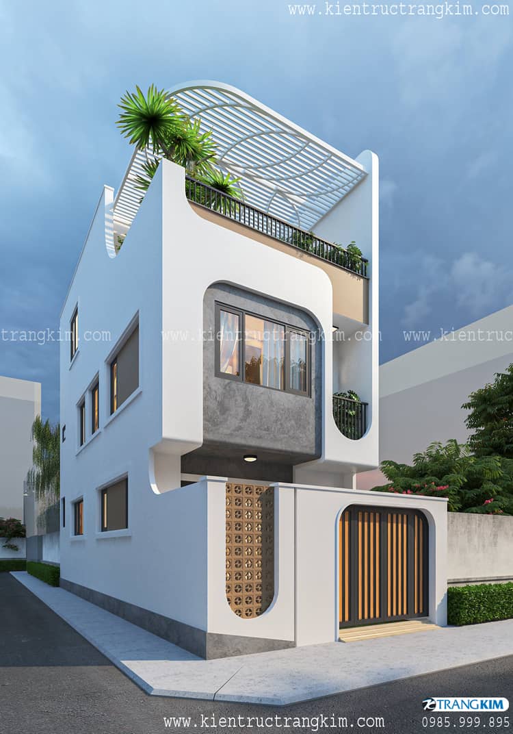 Thiết kế nhà ống 2 tầng 1 tum hiện đại