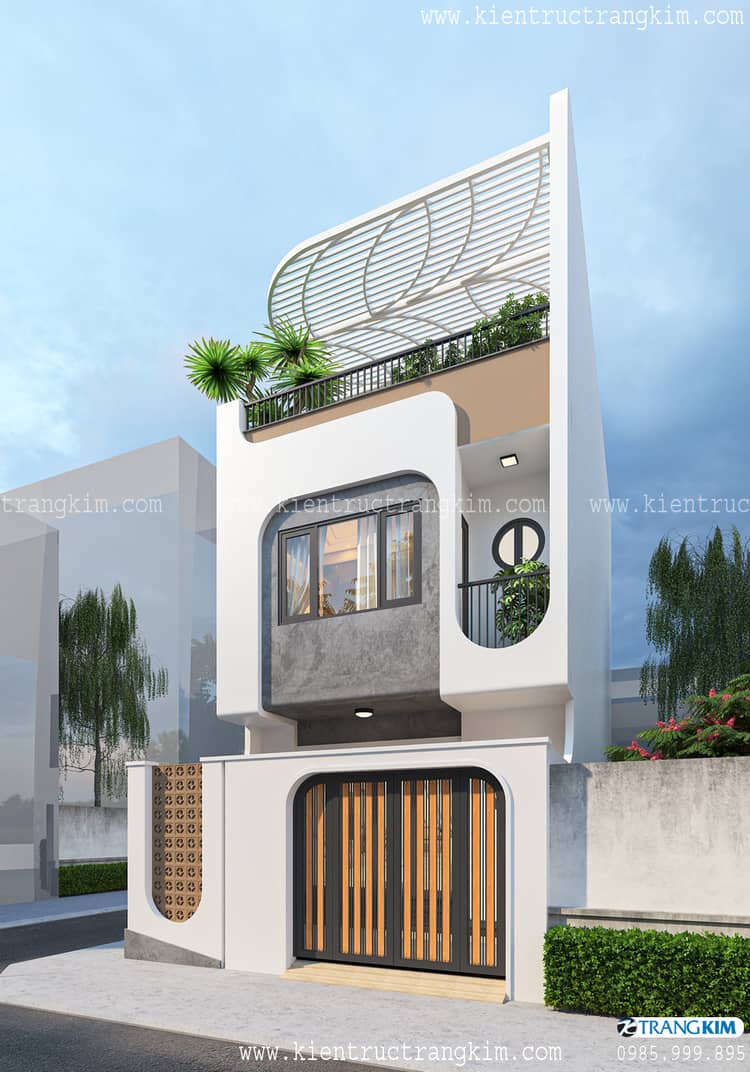 Thiết kế nhà ống 2 tầng 1 tum hiện đại