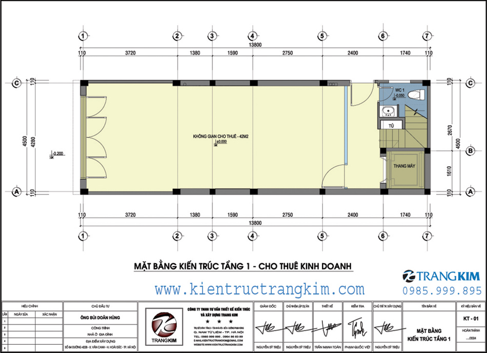mặt bằng kiến trúc tầng 1