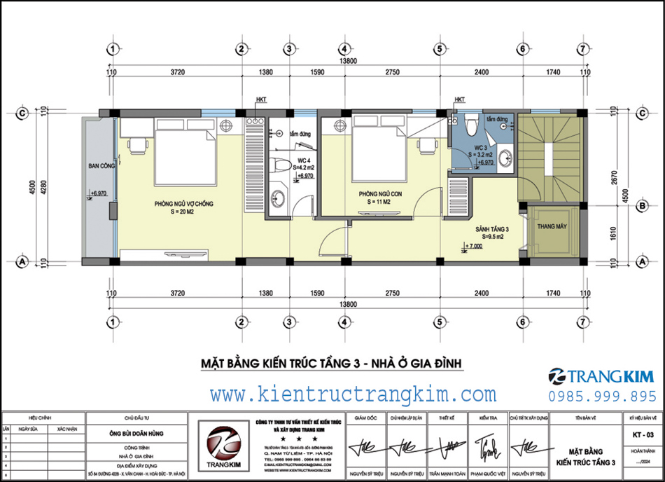 mặt bằng kiến trúc tầng 2