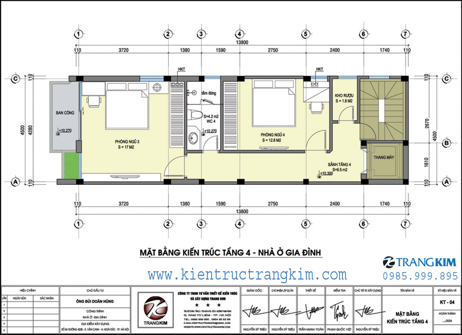 mặt bằng kiến trúc tầng 4