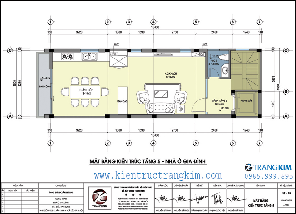 mặt bằng kiến trúc tầng 5