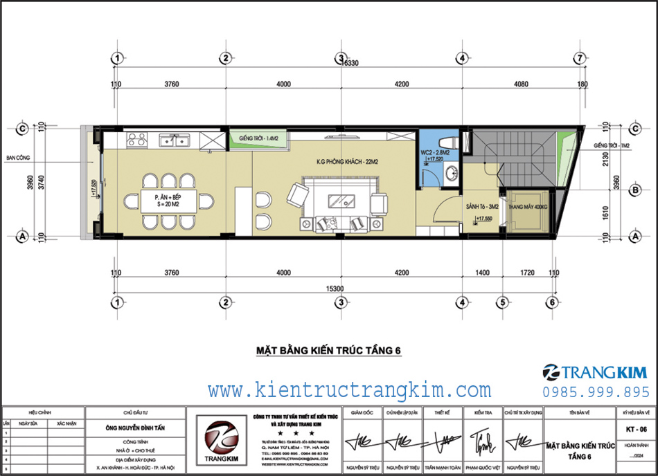 Mặt bằng thiết kế tầng 6 1
