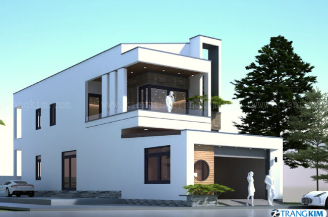 Nhà phố hiện đại 2 tầng, thiết kế tối giản, sang trọng.