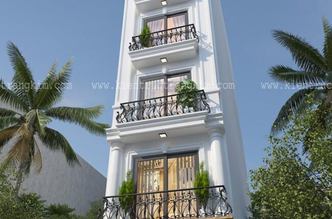 Mặt tiền nhà phố 4 tầng hiện đại, kiến trúc châu Âu sang trọng.