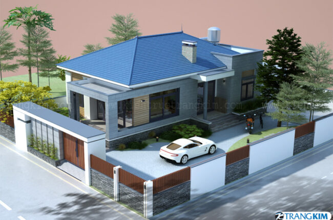 Thiết kế nhà vườn 1 tầng đẹp, hiện đại