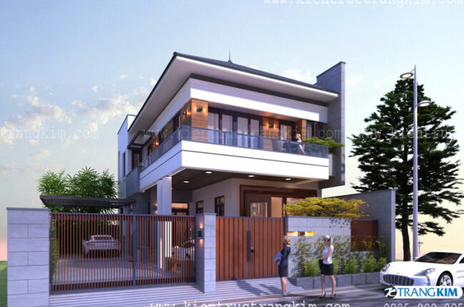 Thiết kế biệt thự phố 2 tầng mái Nhật hiện đại mặt tiền 7.7m