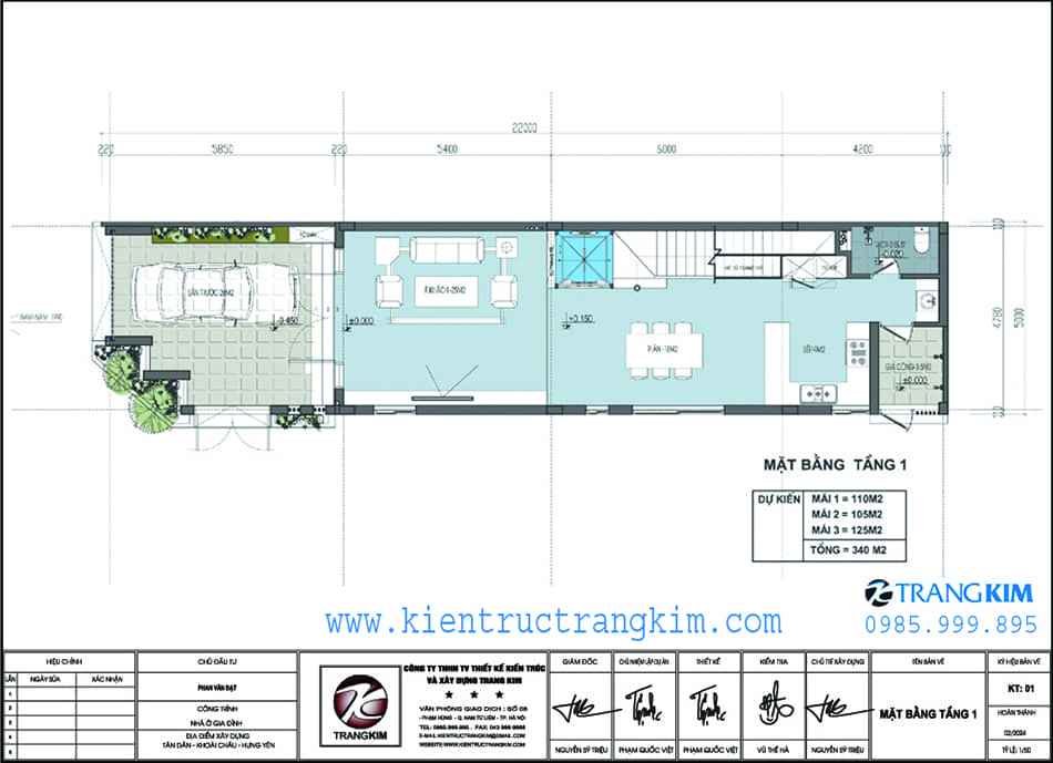 Mặt bằng kiến trúc tầng 1