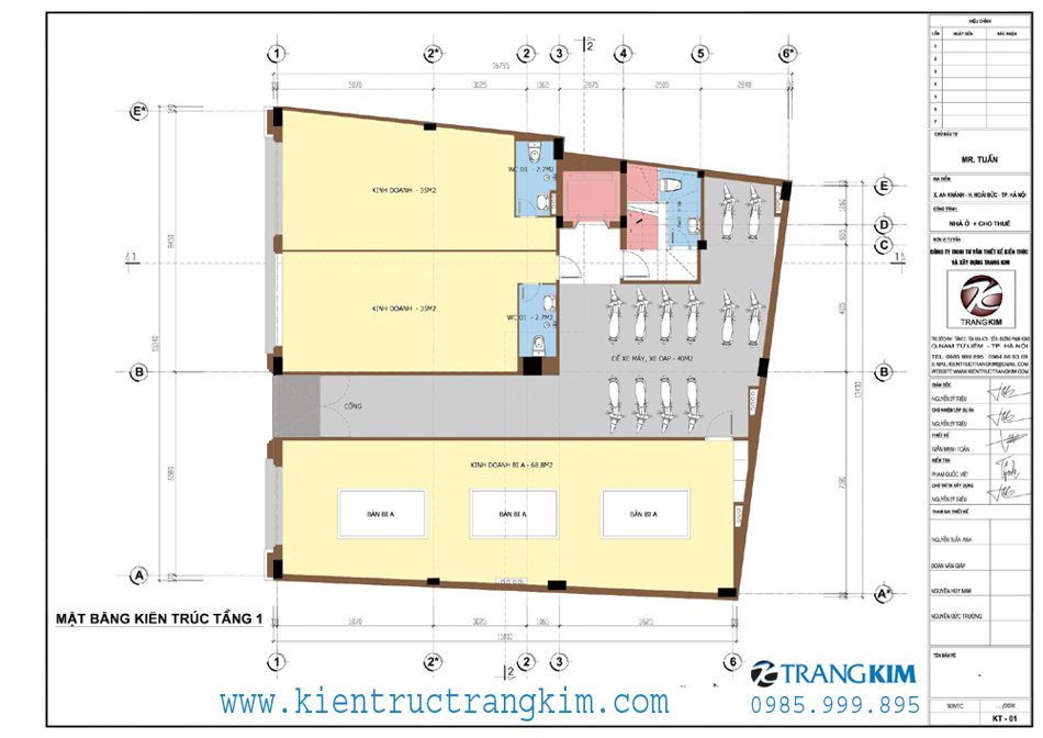 Mặt bằng kiến trúc tầng 1