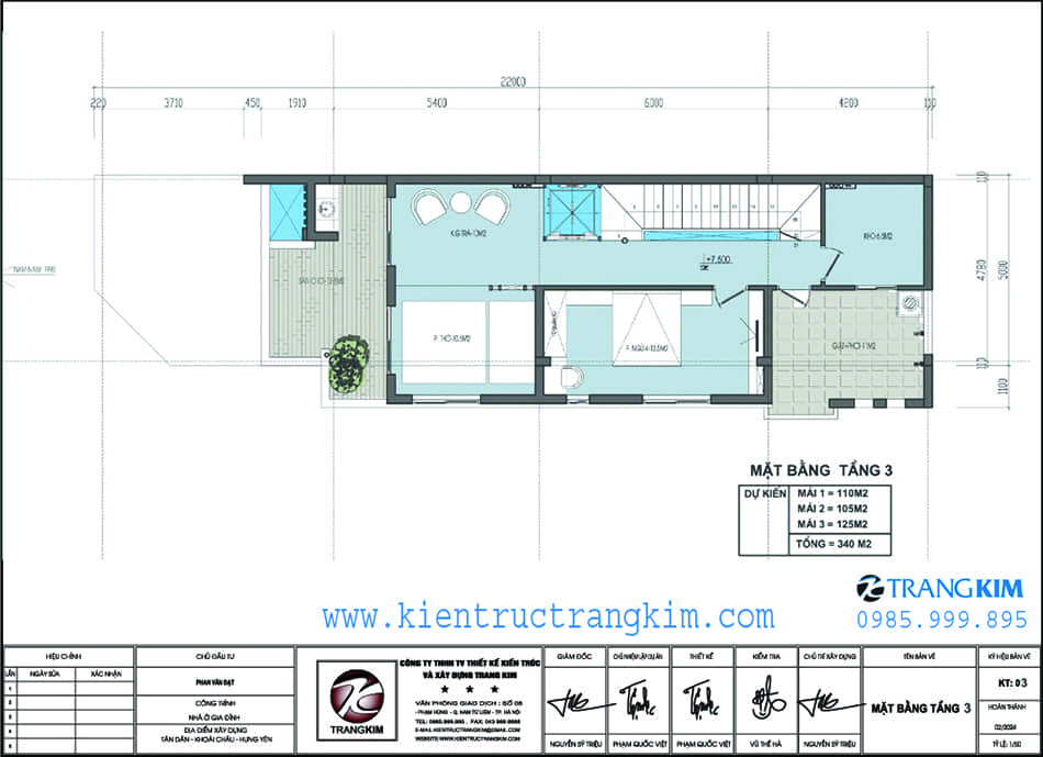 Mặt bằng kiến trúc tầng 3