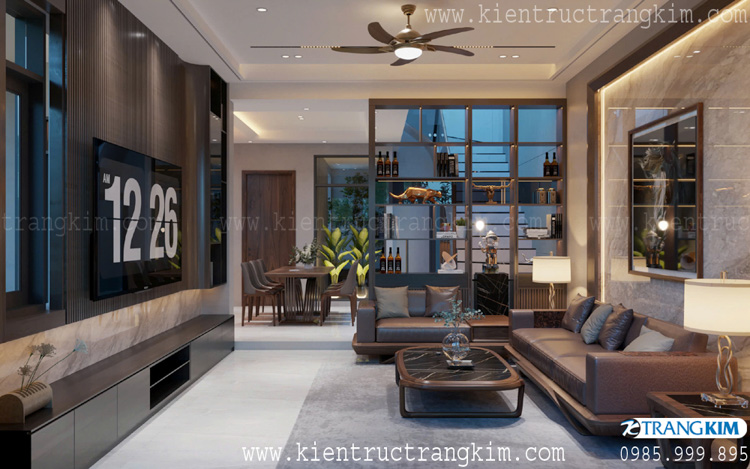 Phối cảnh nội thất phòng khách, bếp 1
