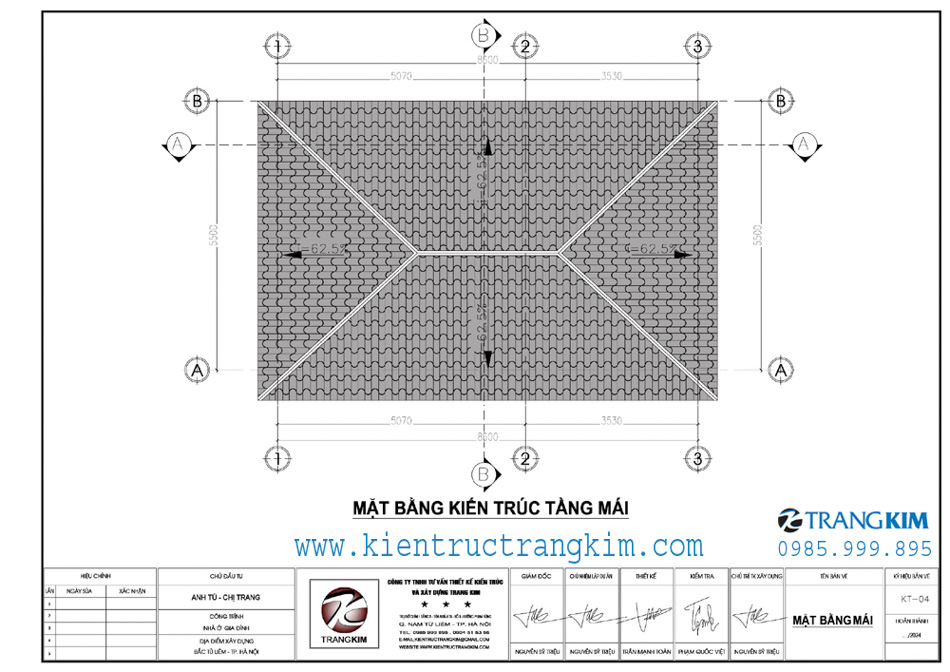 mặt bằng thiết kế mái