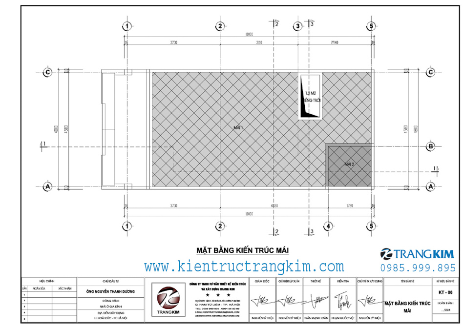 mạt bằng kiến trúc mái