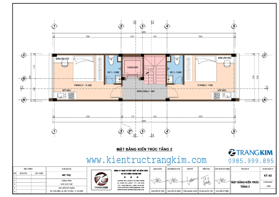 Mặt bằng kiến trúc tầng 2