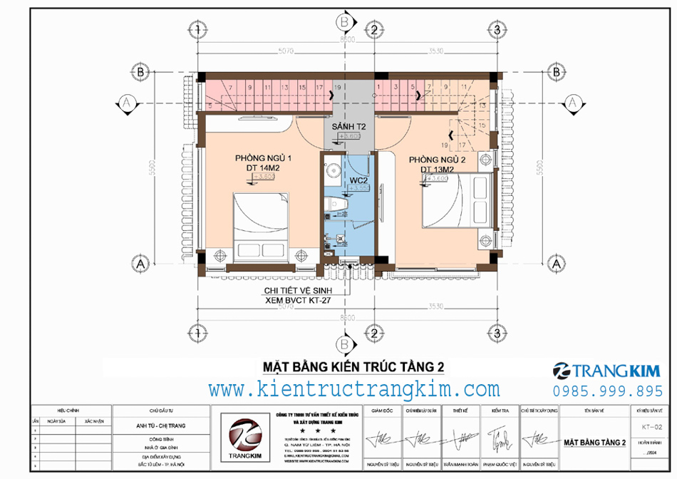 mặt bằng thiết kế tầng 2