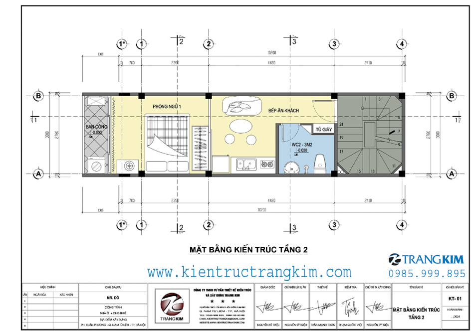 mặt bằng kiến trúc tầng 2