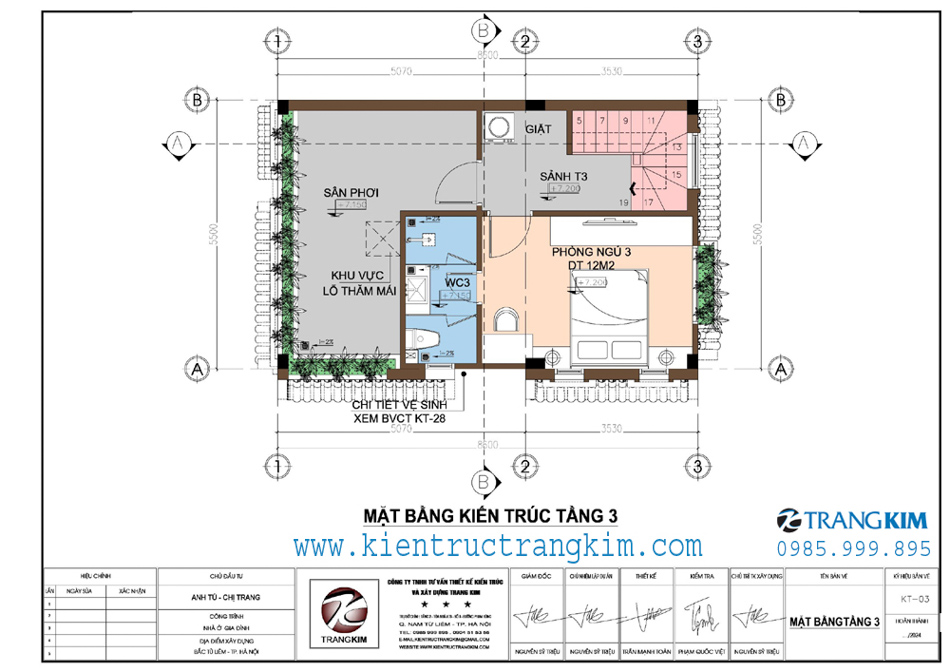 mặt bằng thiết kế tầng 3 