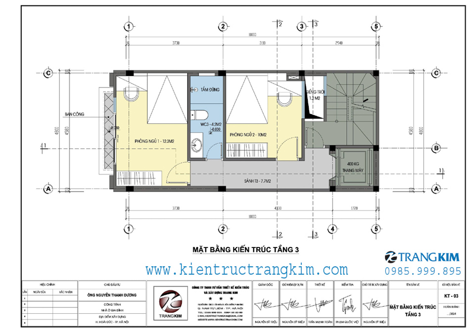 mạt bằng kiến trúc tầng 3