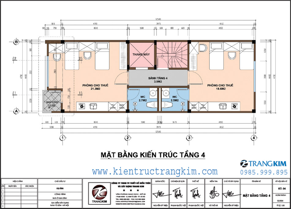 Giới thiệu chung về mô hình xây nhà 4 tầng cho thuê 1 Mặt bằng tầng 4