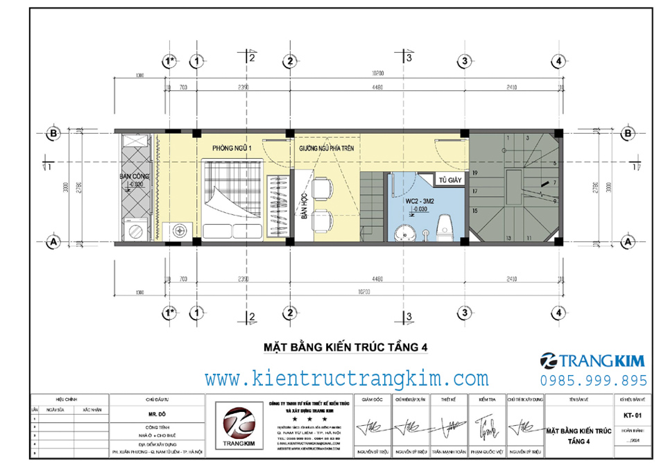 mặt bằng kiến trúc tầng 4