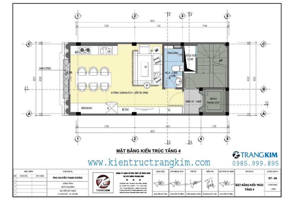 mạt bằng kiến trúc tầng 4