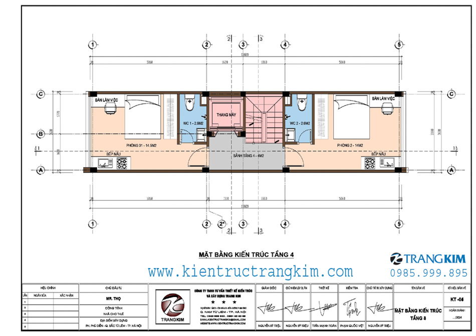 Mặt bằng kiến trúc tầng 4