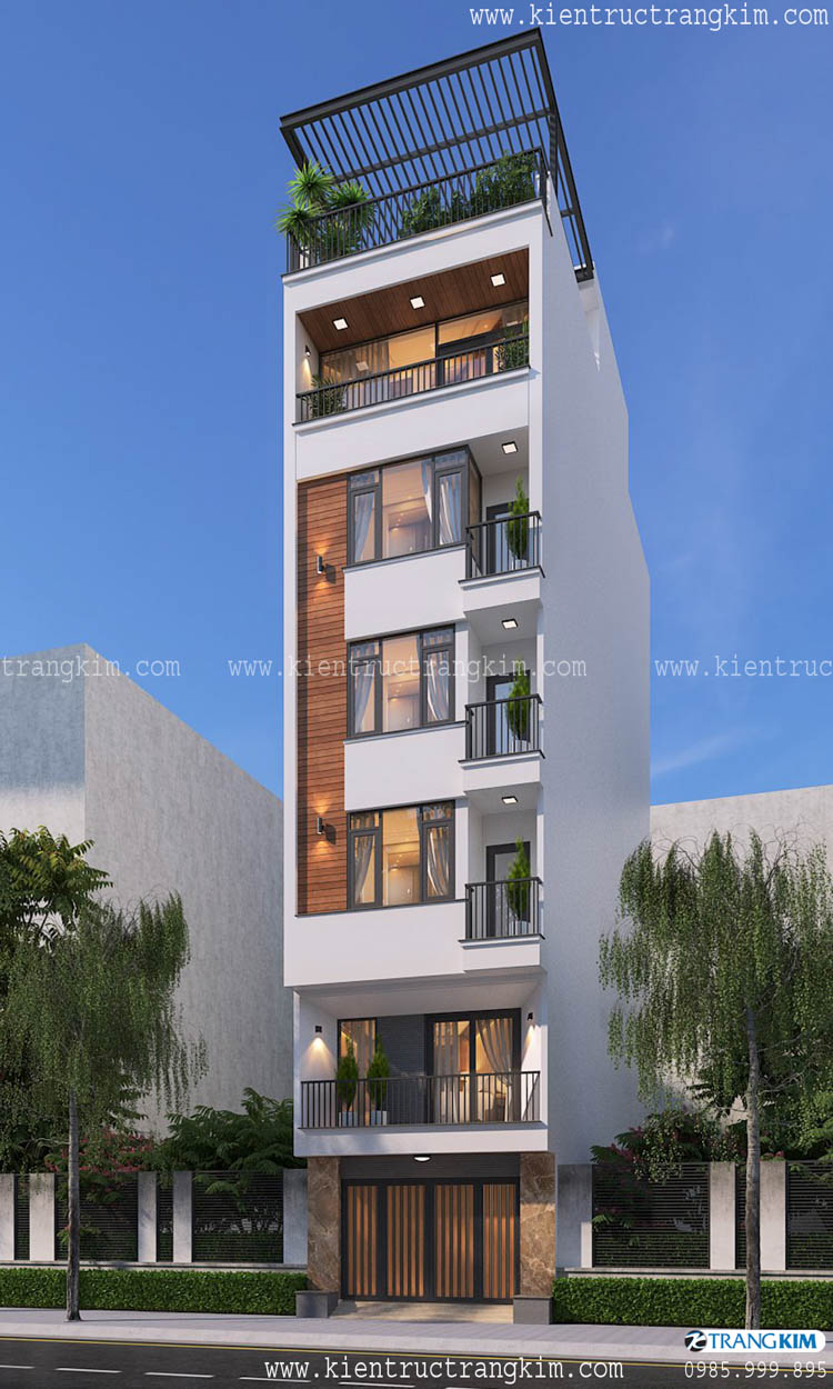 Thiết kế nhà lô phố 6 tầng 1 tum hiện đại làm căn hộ chung cư mini cho thuê kết hợp ở gia đình