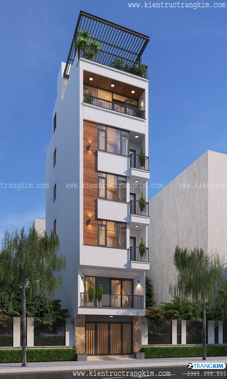 Thiết kế nhà lô phố 6 tầng 1 tum hiện đại làm căn hộ chung cư mini cho thuê kết hợp ở gia đình