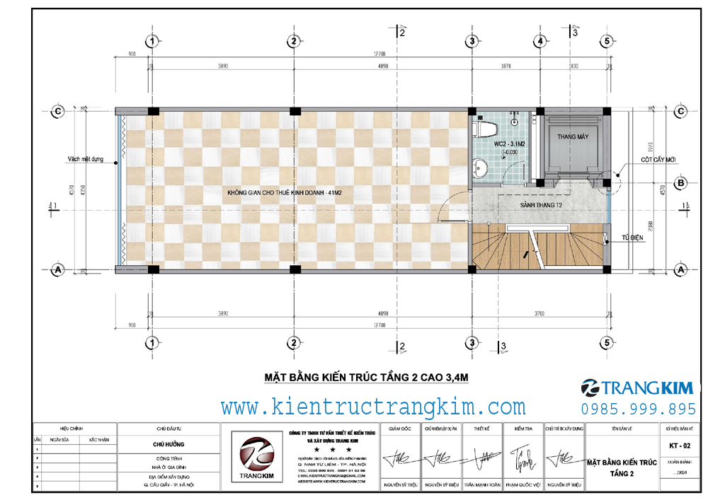 Mặt bằng kiến trúc tầng 2 1