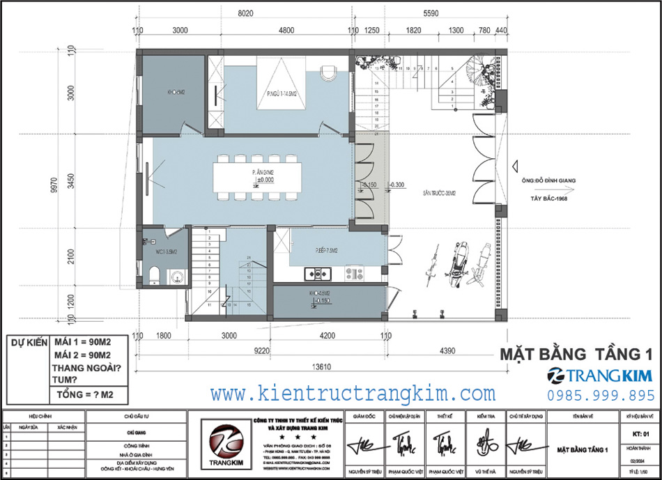 Mặt bằng kiến trúc tầng 1