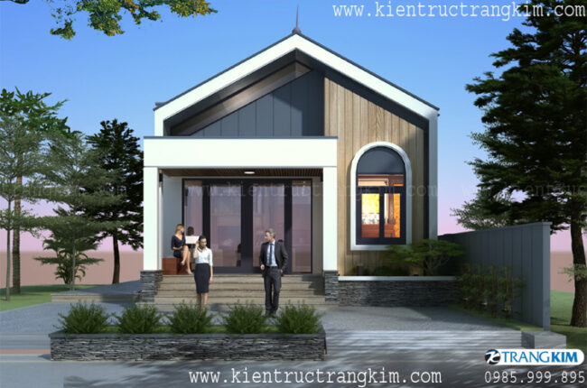 Nhà cấp 4 mái dốc hiện đại, thiết kế đơn giản, sang trọng.