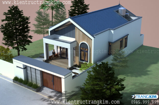 Nhà cấp 4 mái thái hiện đại với thiết kế đơn giản, thoáng đãng.