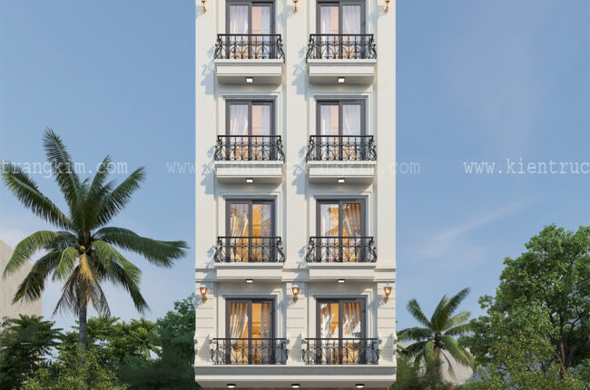 Mặt tiền nhà phố 4 tầng hiện đại, thiết kế thanh lịch.