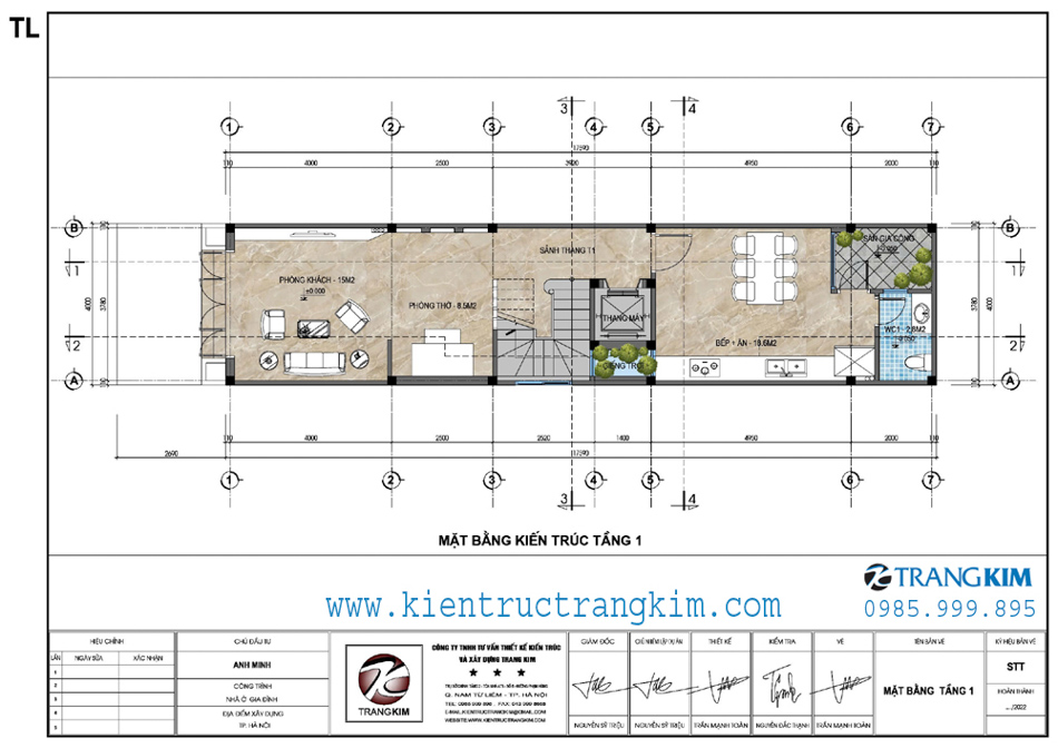 Mặt bằng kiến trúc tầng 1