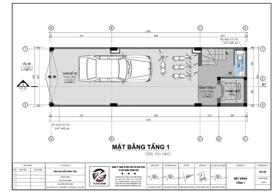 Mặt bằng kiến trúc tầng 1