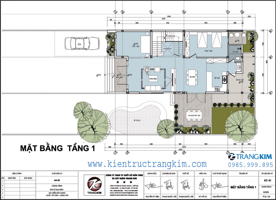 Mặt bằng tầng 1 biệt thự