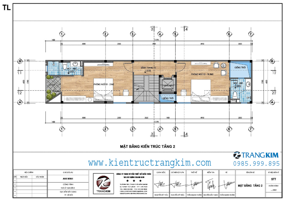 Mặt bằng kiến trúc tầng 2