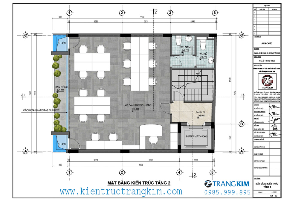 Mặt bằng kiến trúc tầng 2