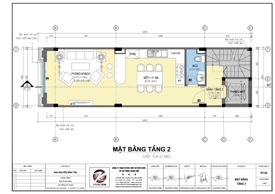 Mặt bằng kiến trúc tầng 2