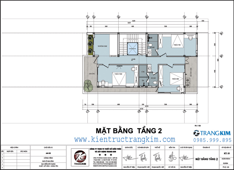 Mặt bằng tầng 2 biệt thự