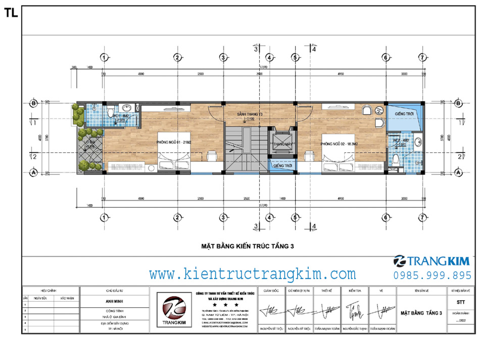 Mặt bằng kiến trúc tầng 3