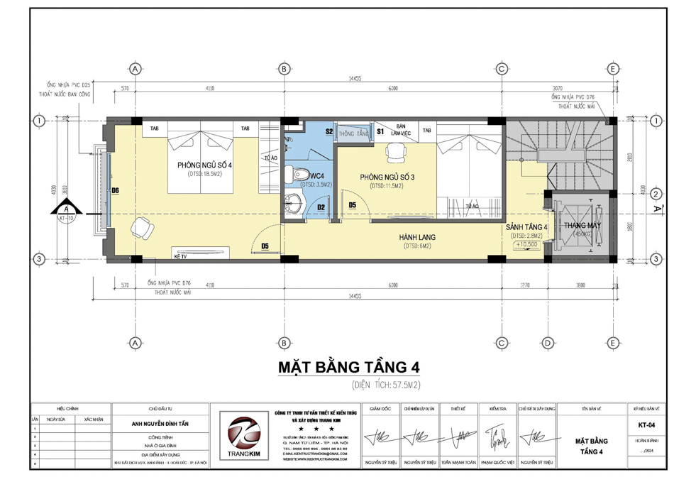 Mặt bằng kiến trúc tầng 4