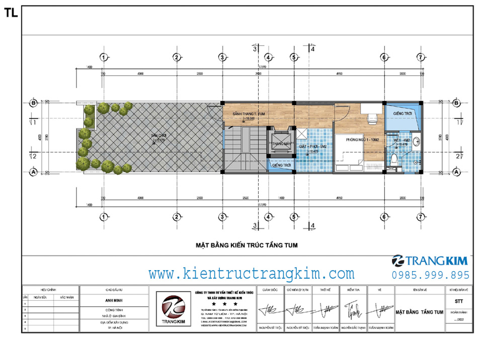 Mặt bằng kiến trúc tầng tum