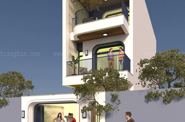 nhà lô phố 3 tầng đẹp, hiện đại với 5 phòng ngủ.