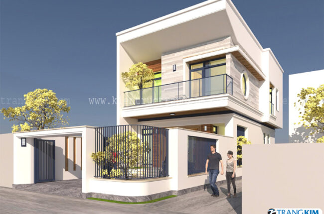 Thiết kế biệt thự 2 tầng mái bằng hiện đại