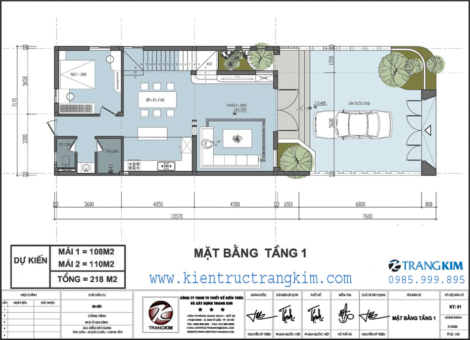 Thiết kế biệt thự 2 tầng mái bằng hiện đại